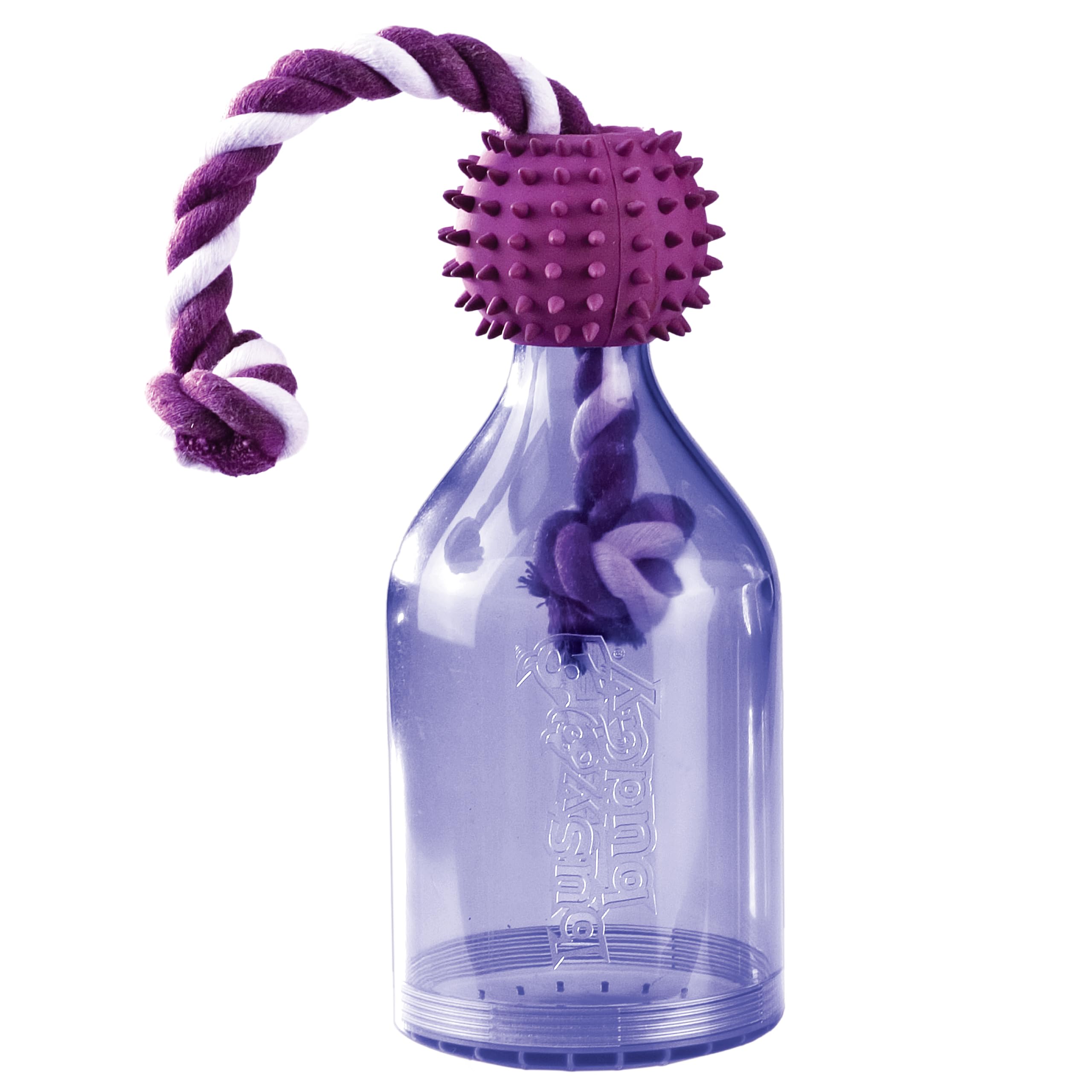 PetSafe Busy Buddy Tug-A-Jug - BPA-Free Refillable Treat Holder for Heavy Aggressive Chewers - Multi-Sensory Stimulation to Relieve Boredom, Encourage Play & Slow Down Eating - Medium/Large, Purple, Medium/Large
