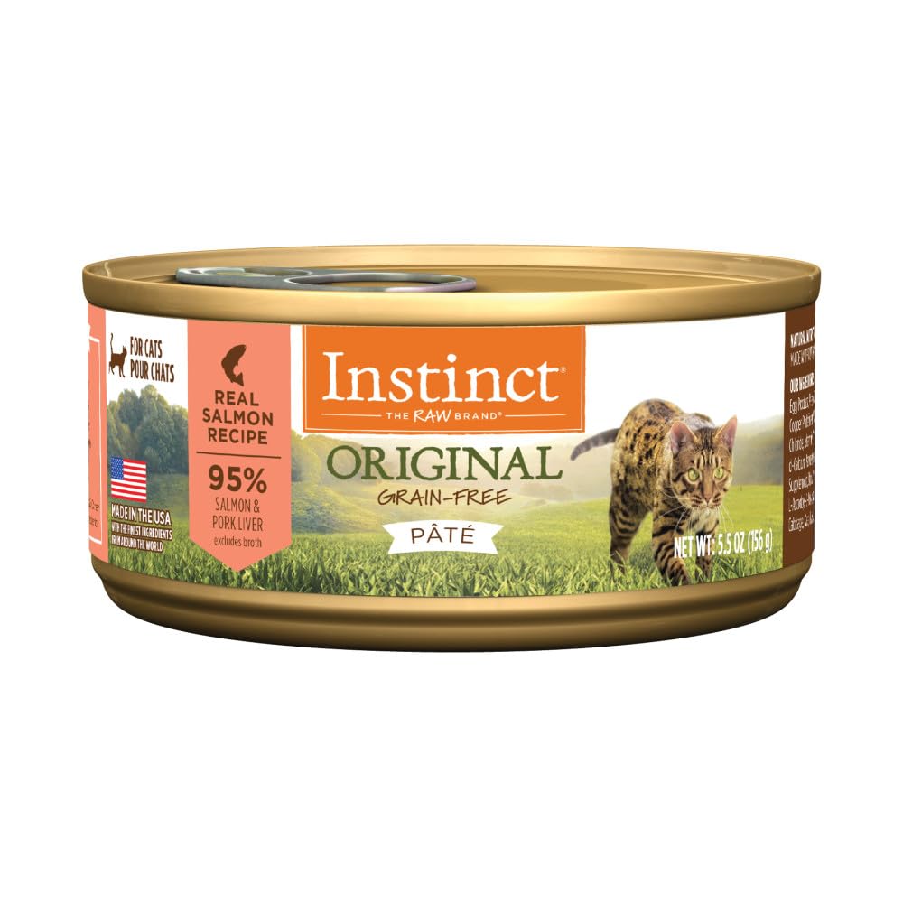 Instinct Original Grain Free Real Salmon Recipe Natural Wet Canned Cat Food by Nature's Variety, 5.5 oz. Cans (Case of 12), Salmon, 5.5 Ounce (Pack of 12)