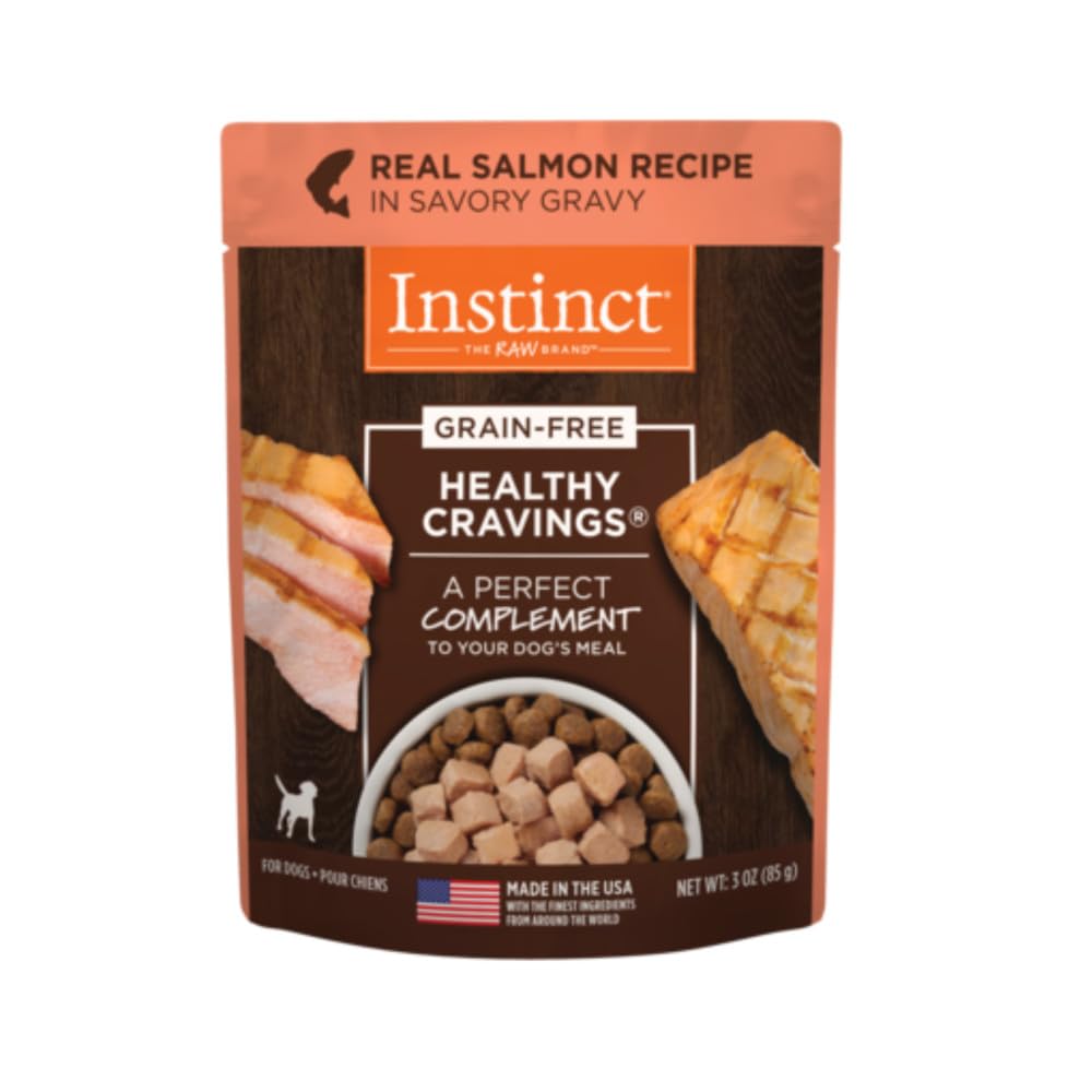 Nature's Variety Instinct Healthy Cravings Grain Free Real Salmon Recipe Natural Wet Dog Food Topper, 3 Ounce (Pack of 24), Salmon, 3 Ounce (Pack of 24)