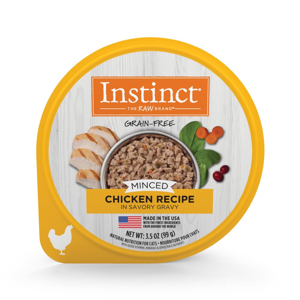 Instinct Original Minced Natural Wet Cat Food, Grain Free Recipe - Real Chicken, 3.5 oz. Cups (Pack of 12), Chicken, 3.5 Ounce (Pack of 12)