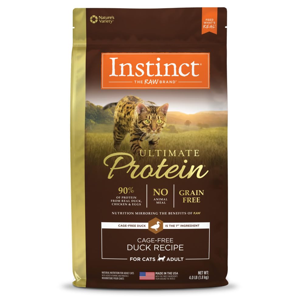 Instinct Ultimate Protein, Natural Dry Cat Food, Grain Free Recipe - Cage Free Duck, 4 lb. Bag, Duck, 4 lb