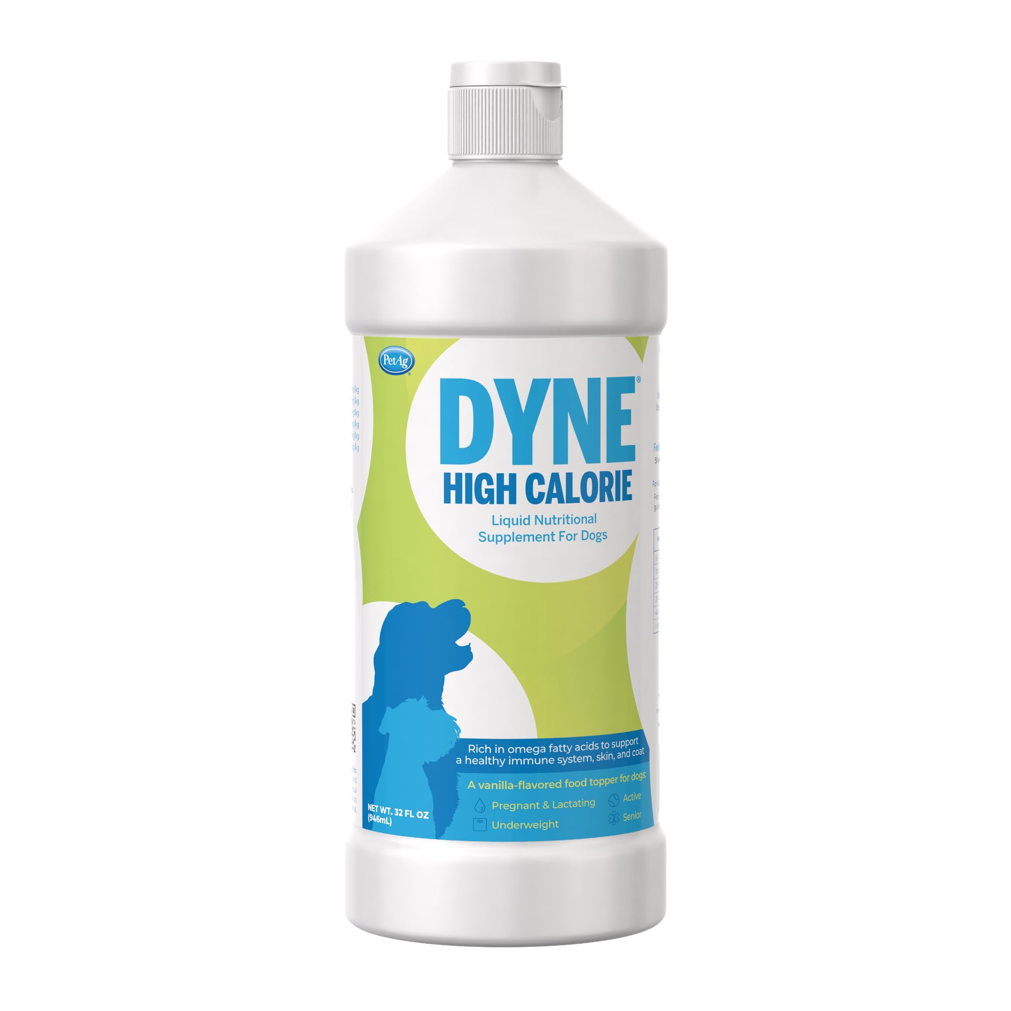 PetAg Dyne High Calorie Liquid Nutritional Supplement for Dogs & Puppies 8 Weeks and Older - 32 oz - Supports Performance and Endurance - Sweet Vanilla Flavor
