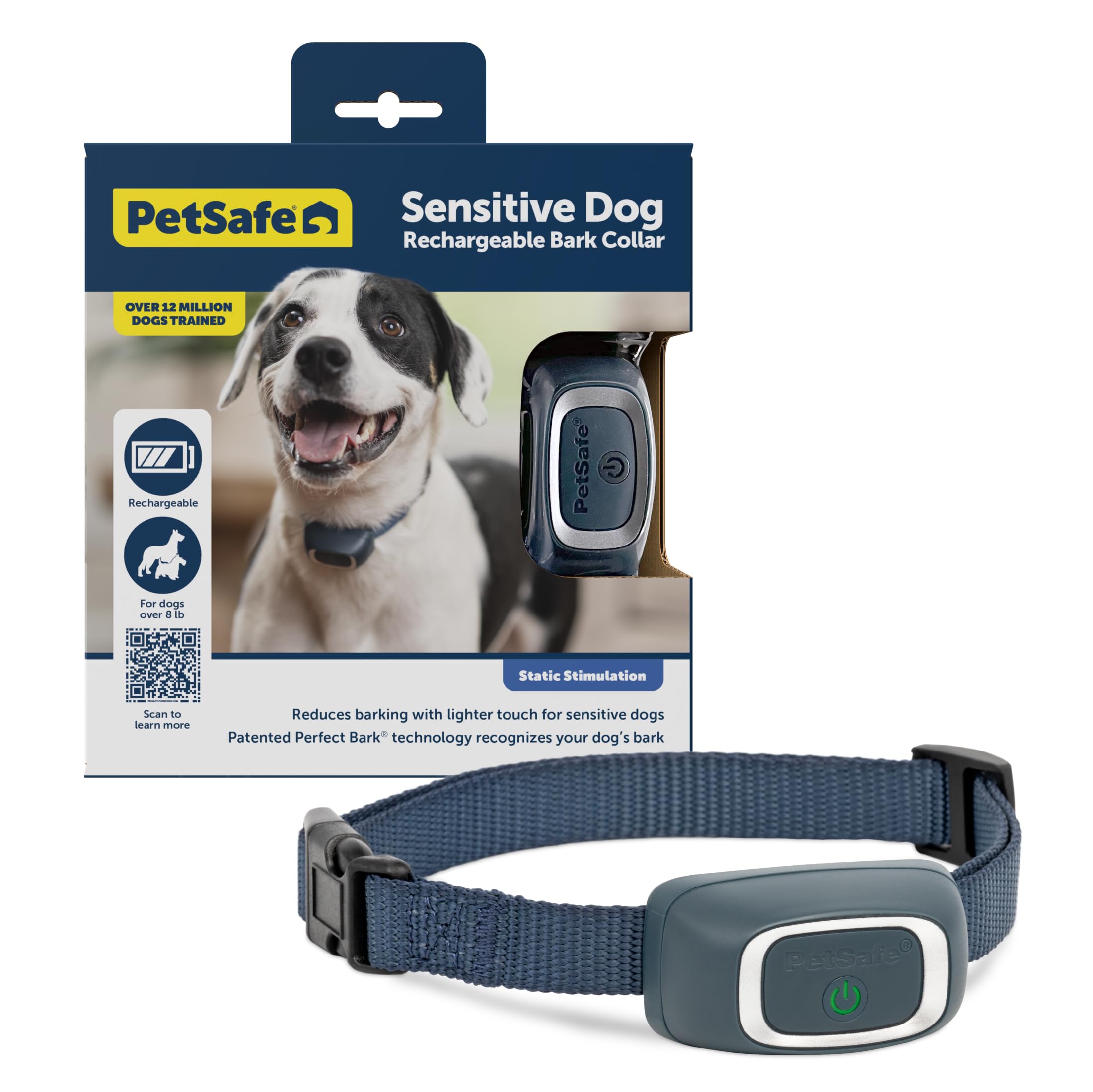 PetSafe Lite Rechargeable Bark Collar for Timid or Little Dogs Over 8 lb., 15 Levels of Automatically Adjusting & Light Static Correction - Rechargeable, Waterproof - Reduces Barking and Whining, Little Dog (Lite)