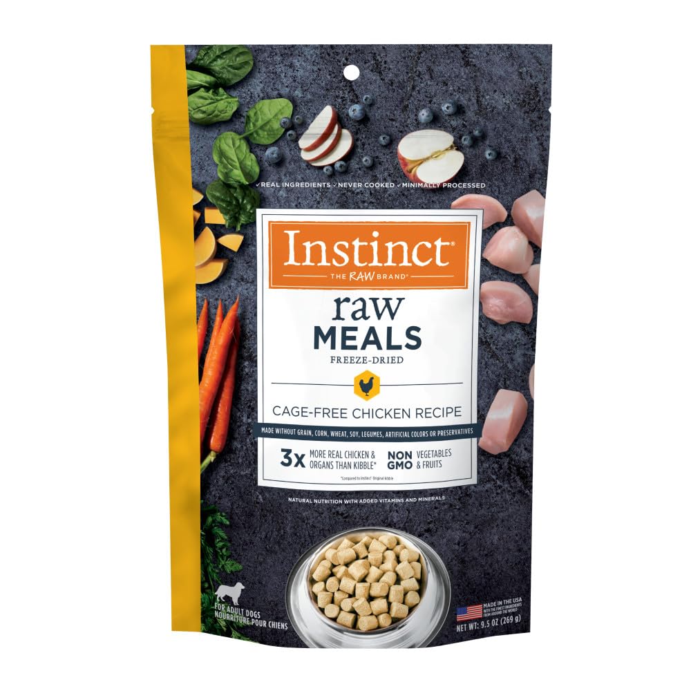 Instinct Raw Meals Freeze-Dried Chicken Dog Food, 9.5 oz. Bag, Chicken, 9.5 Ounce (Pack of 1)