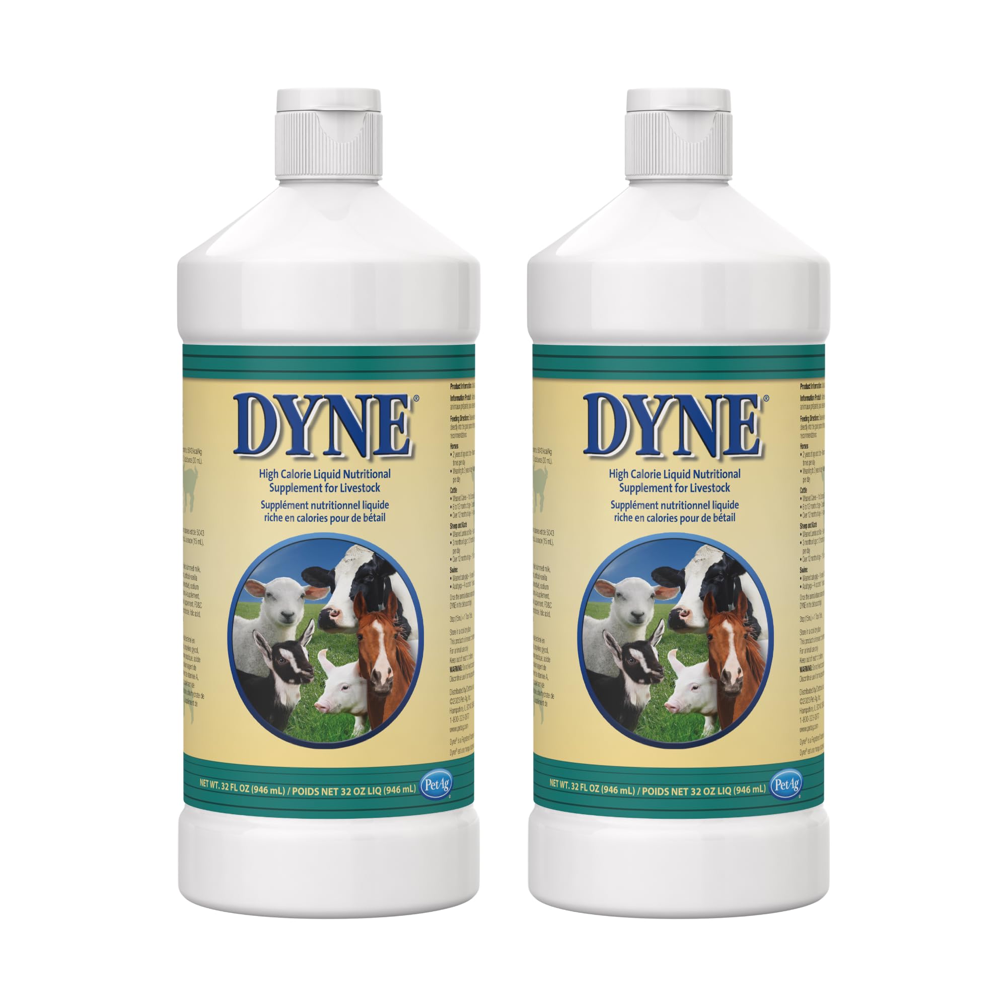 PetAg Dyne High Calorie Liquid Nutritional Supplement for Livestock - 32 oz - Includes Added Vitamins - Excellent for Underweight, Stressed, or Recovering Animals