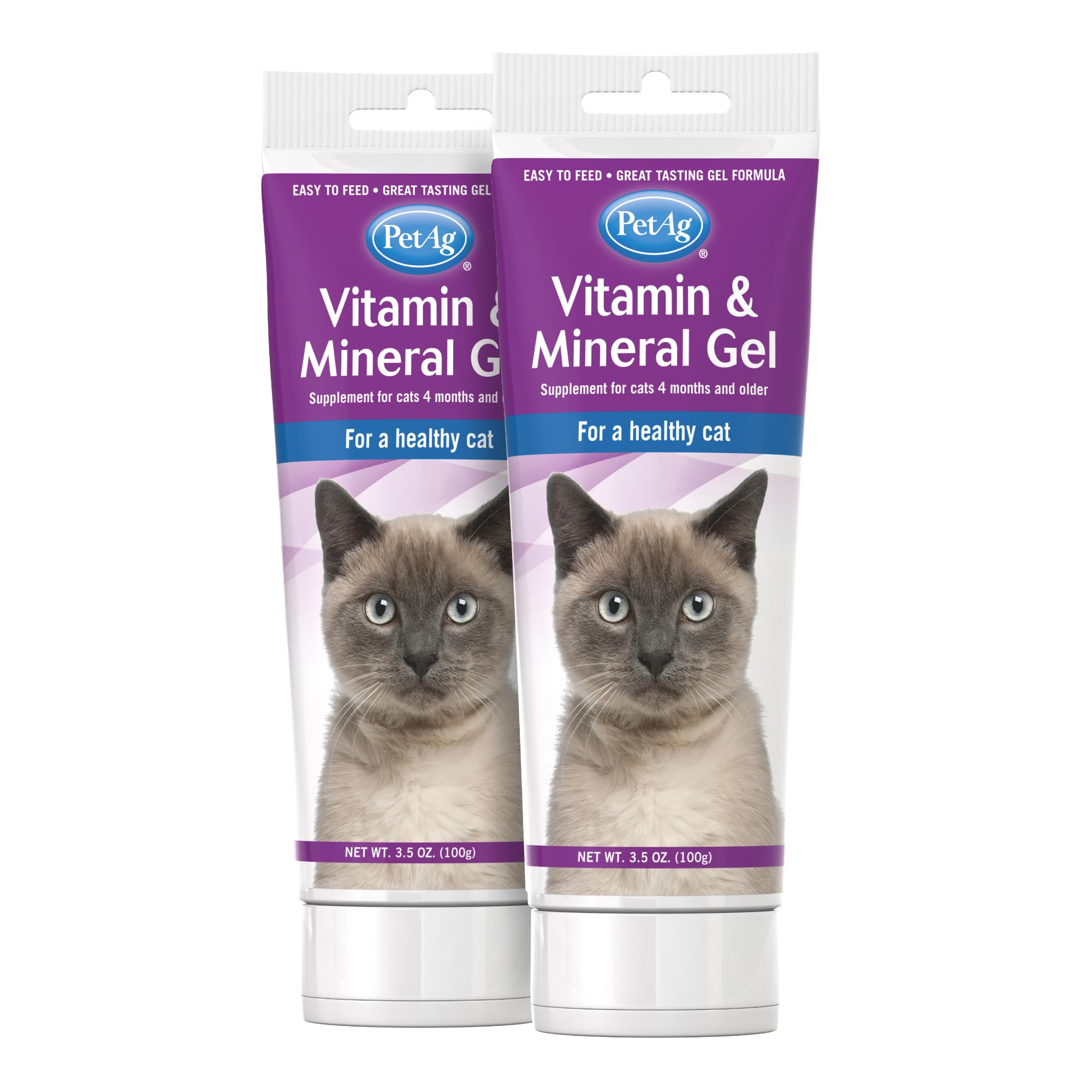 PetAg Vitamin & Mineral Gel Supplement for Cats - 3.5 oz, Pack of 2 - Provides Basic Daily Vitamins & Minerals for Cats 4 Months and Older - Easy to Digest