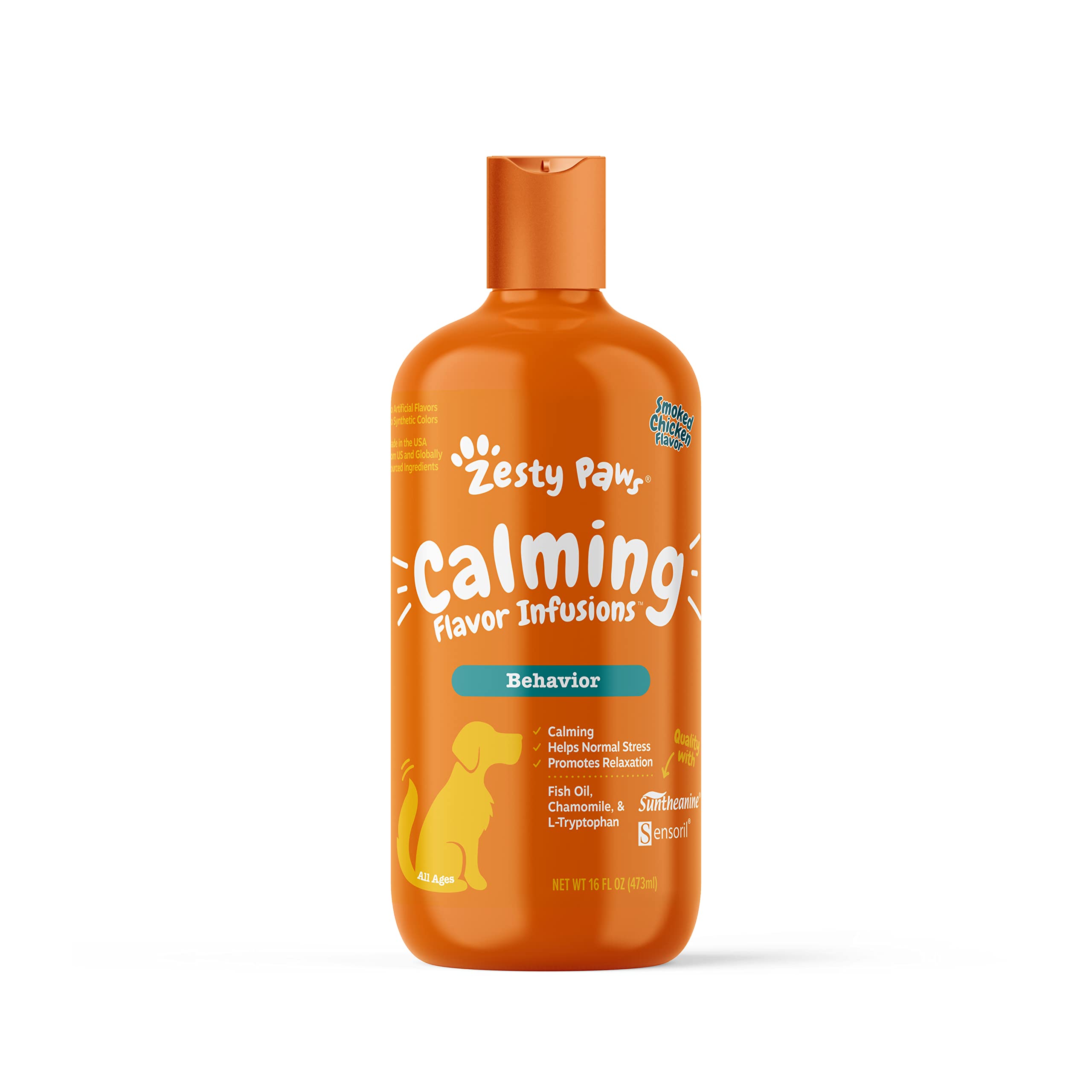 Zesty Paws Calming Flavor Infusions for Dogs - Composure & Relaxation for Everyday Stress & Separation - with Ashwagandha, Melatonin, L-Theanine & L-Tryptophan - 16 fl oz