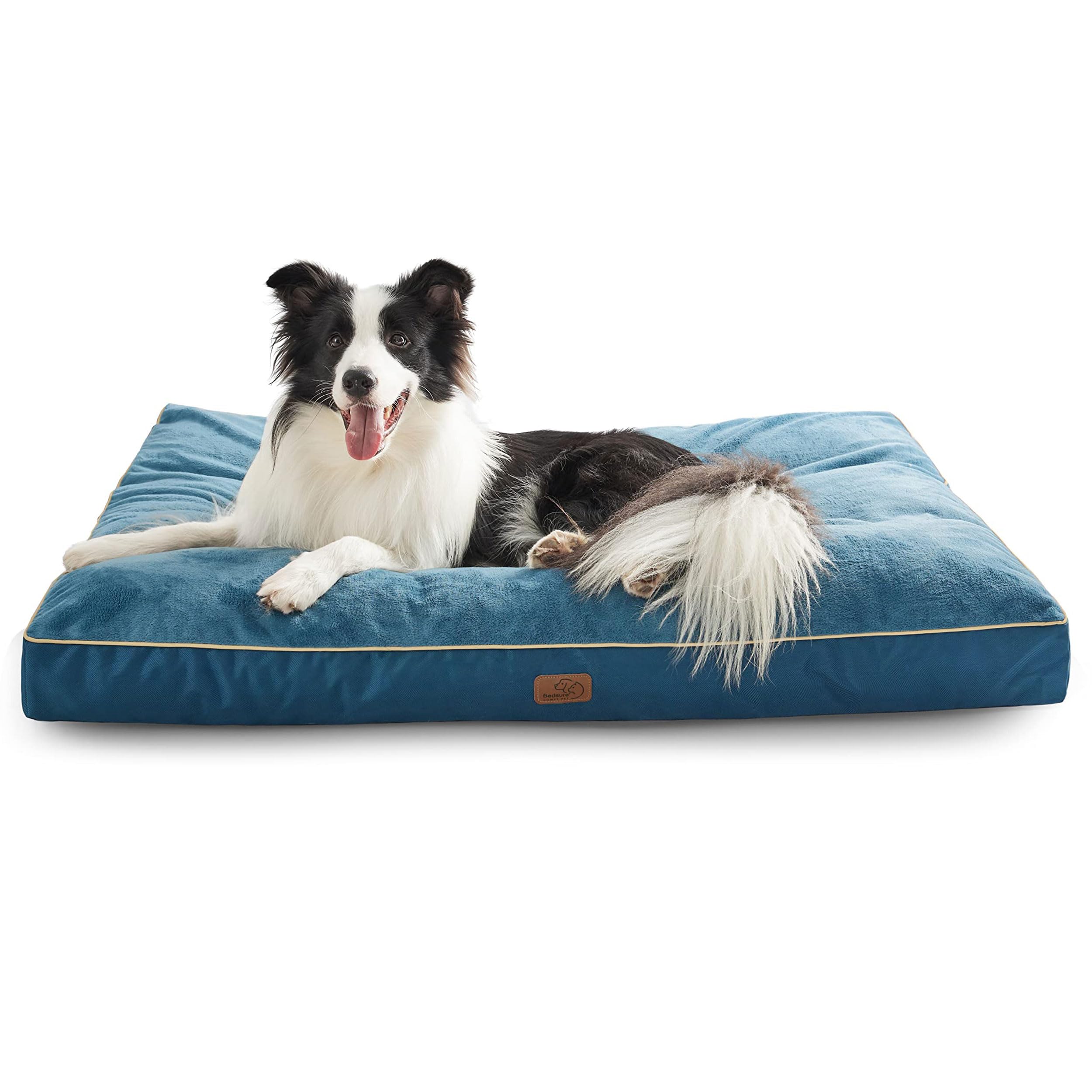 Bedsure XL Washable Dog Bed - 3 Inch Thicken Up to 100lbs Pet Mat Pillows with Removable Washable Cover, Black