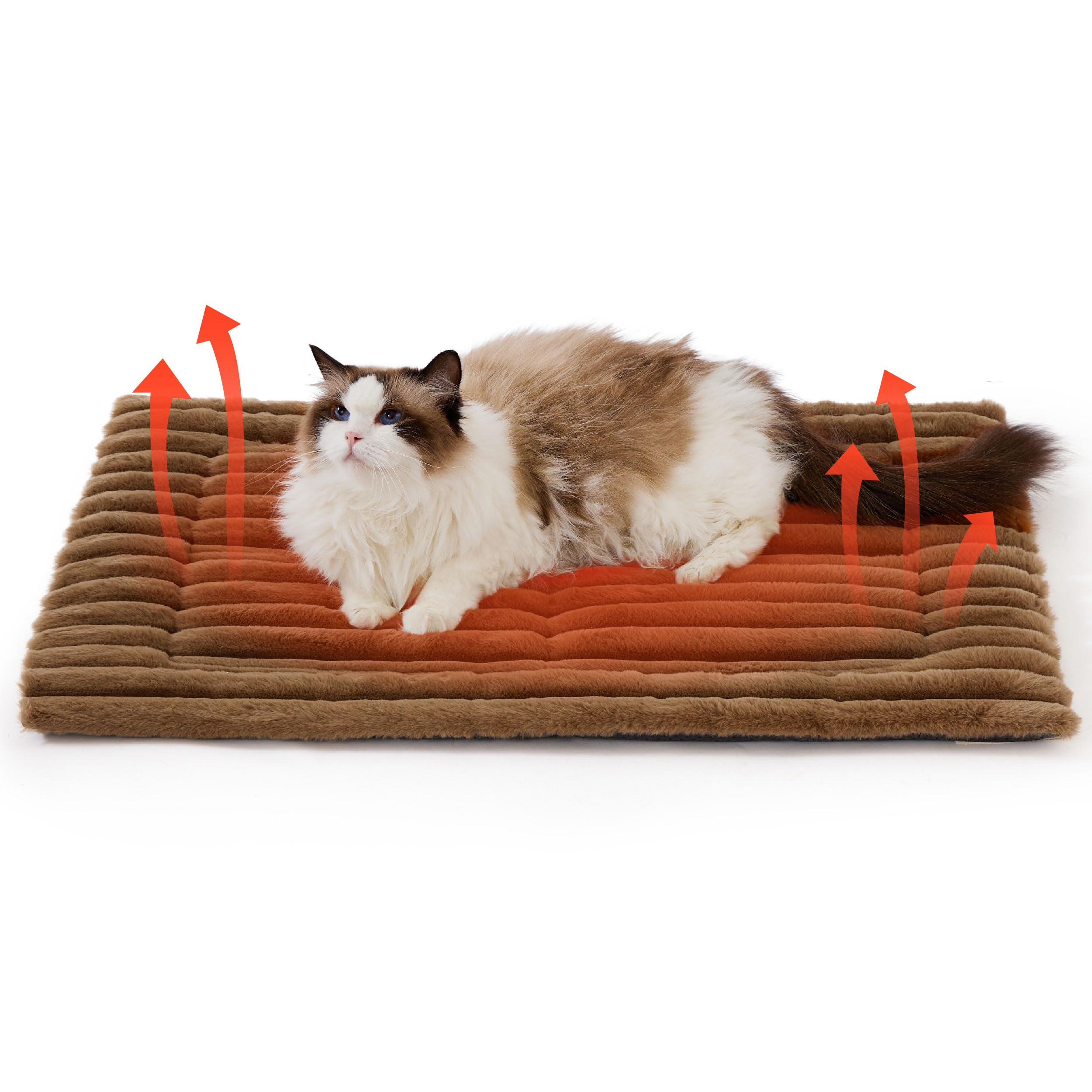 Bedsure Self Warming Cat Bed, Medium Self Heating Dog Crate Pad, Thermal Extra Warm Puppy Mat Indoor & Outdoor, Non-Slip & Washable, 32