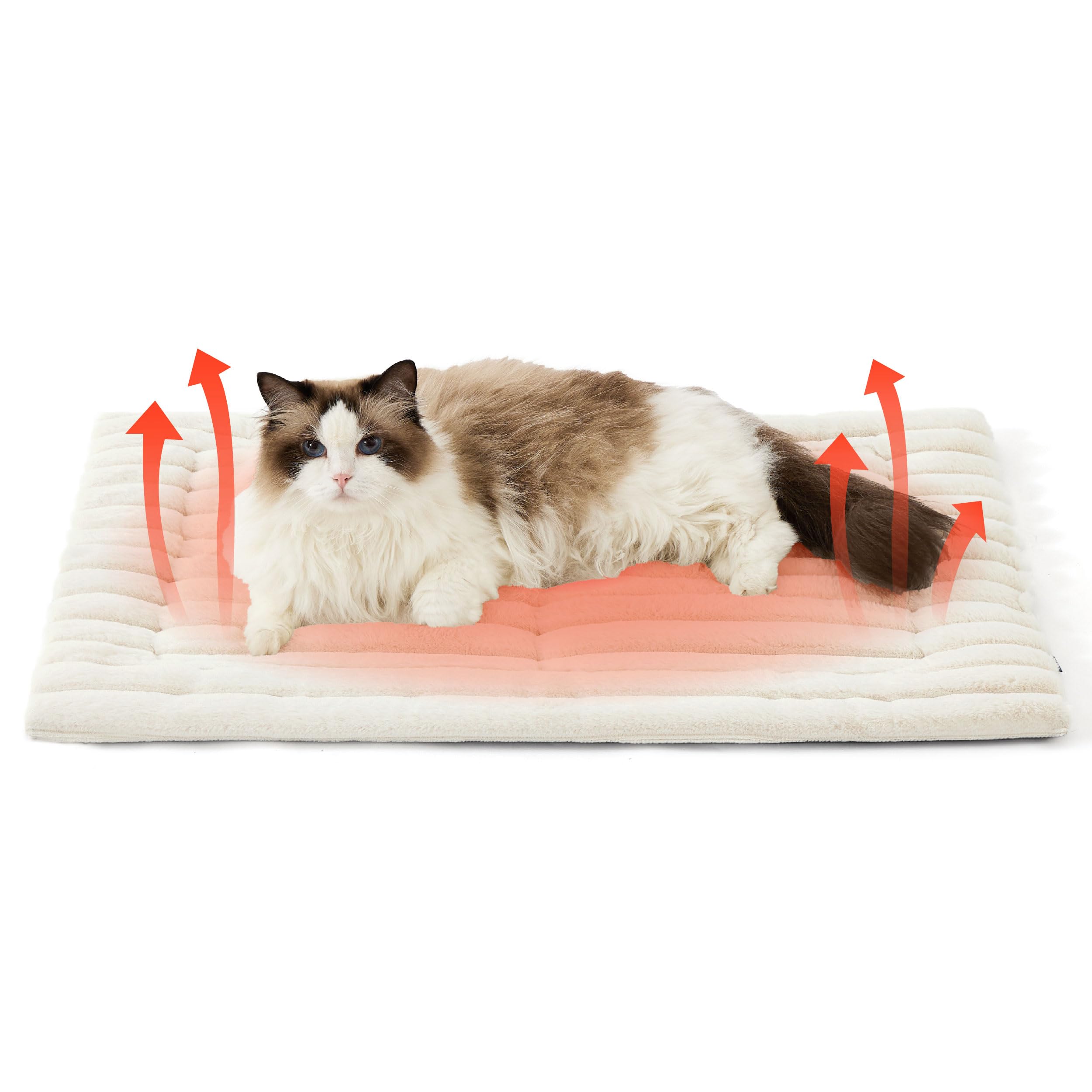 Bedsure Self Warming Cat Bed, Medium Self Heating Dog Crate Pad, Thermal Extra Warm Puppy Mat Indoor & Outdoor, Non-Slip & Washable, 32