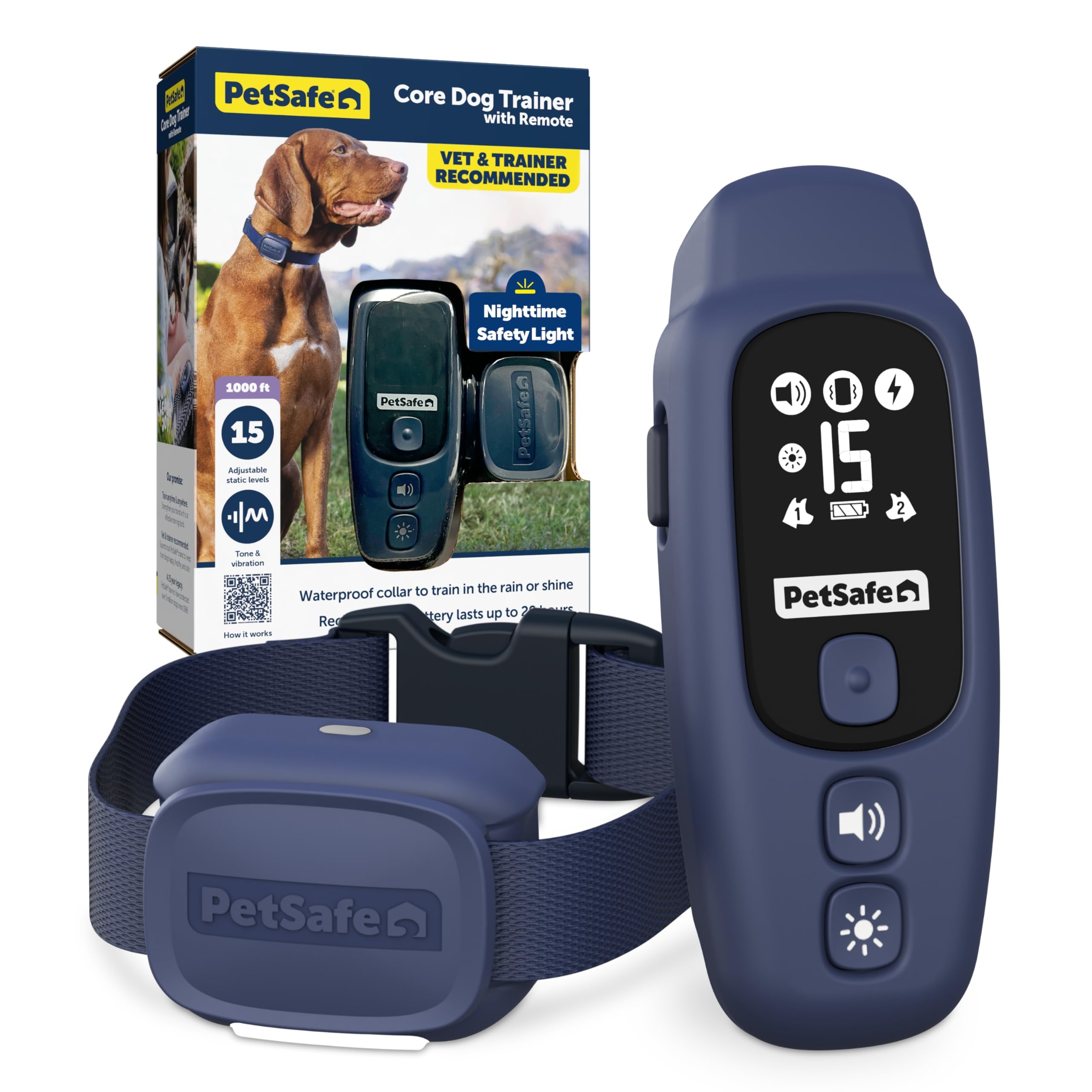PetSafe Core Dog Trainer with Remote - Effective Dog Training - 15 Levels of Static Correction - Waterproof Collar - Rechargeable Training Collar - Compact Remote Transmitter, 1 Dog Trainer